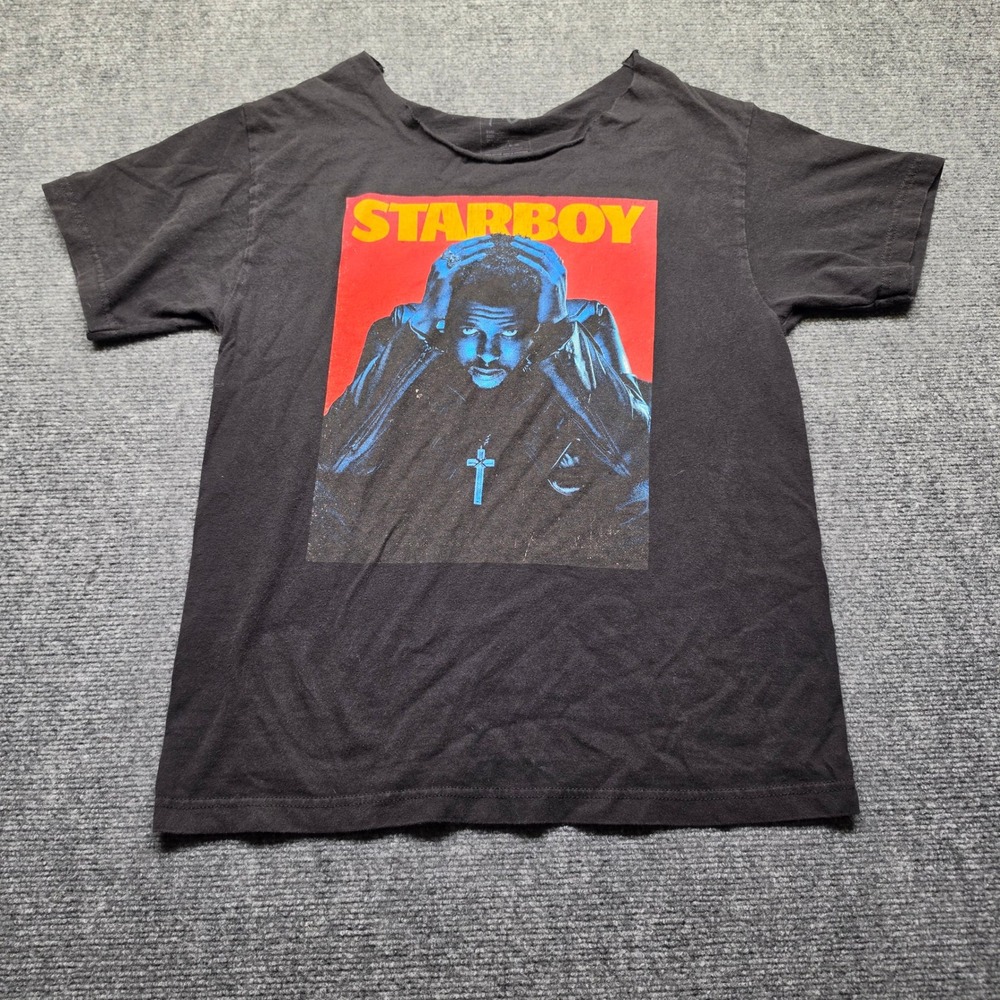 The Weeknd XO Starboy Graphic T-Shirt Black Short Sleeve Merch Cut Neck Size M